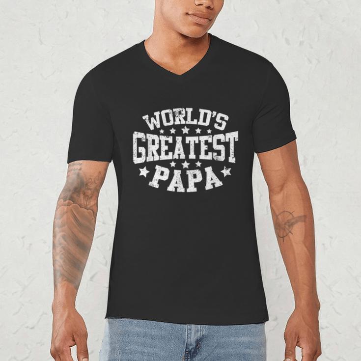 World's Greatest Papa Shirt Dad Father's Day Men's V-Neck T-Shirt