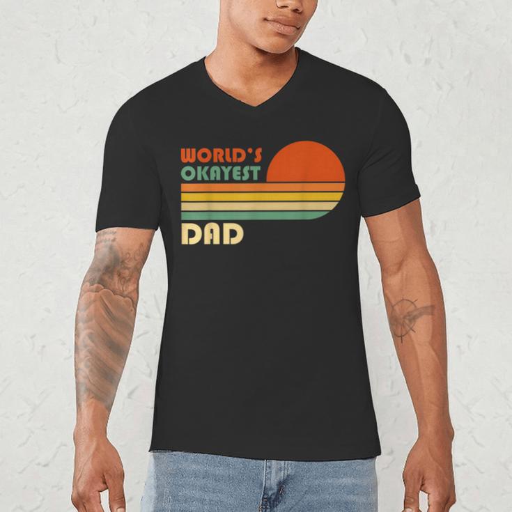 World's Okayest Dad Father Retro Vintage Men's V-Neck T-Shirt