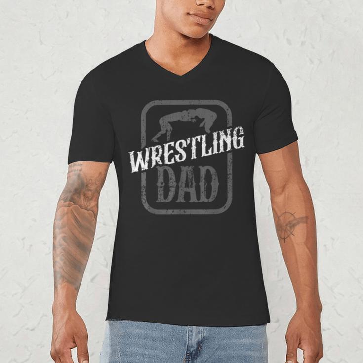 Wrestling Dad Martial Arts Wrestler Wrestle Hobby Father Men's V-Neck T-Shirt