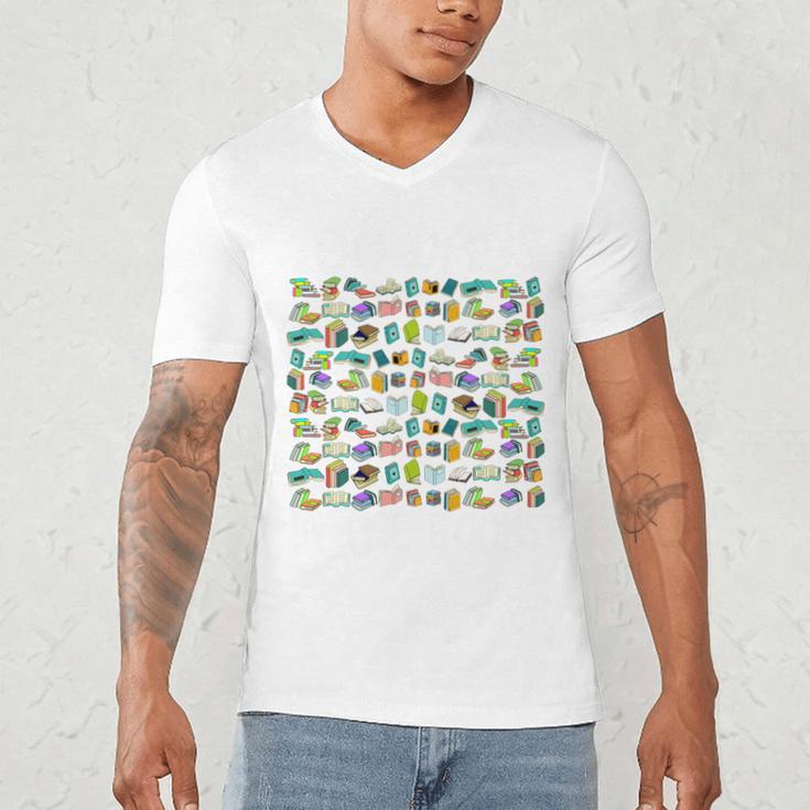 100 Days In The Books English Reading Teacher 100th Day Kids Men's V-Neck T-Shirt