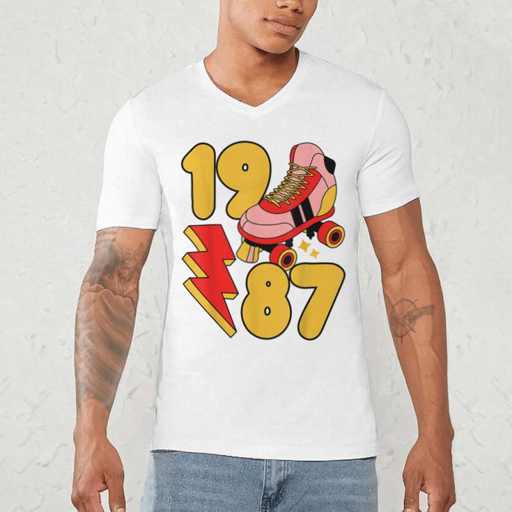 1987 Retro Roller Skate Vintage 80s Nostalgia Collector Men's V-Neck T-Shirt