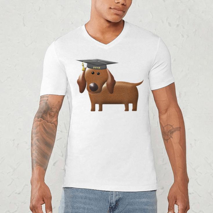 2018 Dog Graduation Shirt Dachshund Graduation For Men Women Kids Men's V-Neck T-Shirt