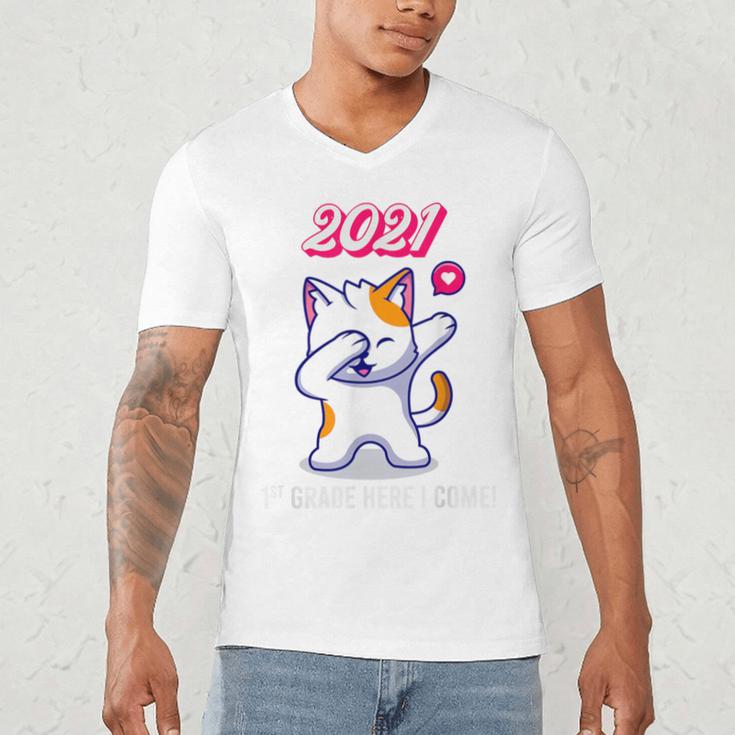 2021 Kindergarden Graduation Celebration Dapping Cat For Men Women Kids Men's V-Neck T-Shirt