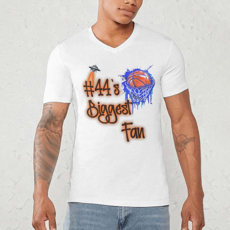 44 Biggest Fan Of Basketball Player Number 44 Dad Mom Men's V-Neck T-Shirt