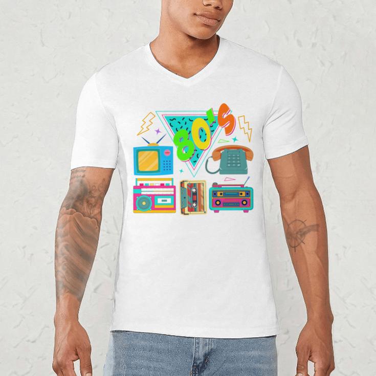 80's Vintage Cassette Tape Nostalgia Mixtape Era 1980s Retro Men's V-Neck T-Shirt