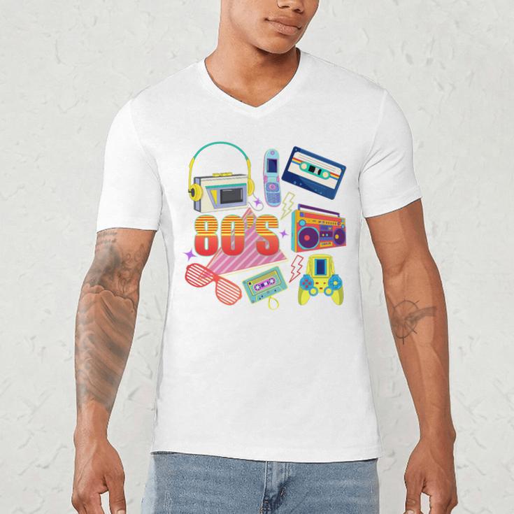 80's Vintage Cassette Tape Nostalgia Mixtape Era 1980s Retro Premium Tri-Blend Men's V-Neck T-Shirt