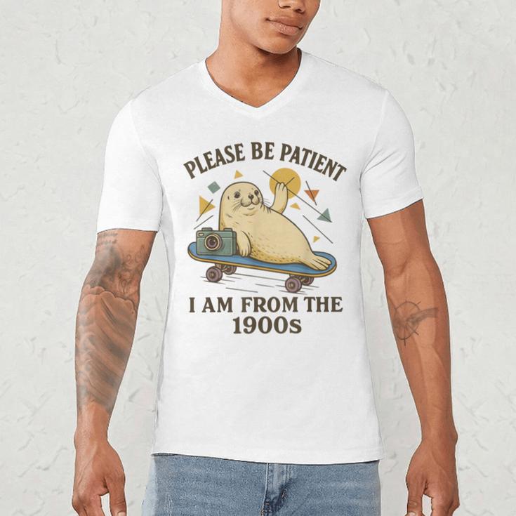 90s Manatee Humor Please Patient I'm From The 1900s Men's V-Neck T-Shirt