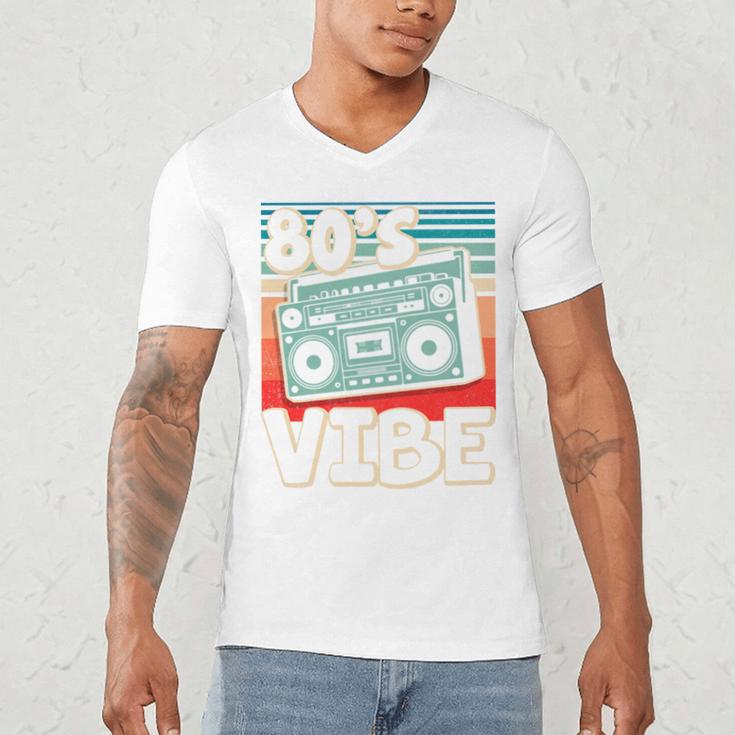 90's Vibe Vintage Style Cassette Tape Nostalgia 1990s Party Premium Tri-Blend Men's V-Neck T-Shirt