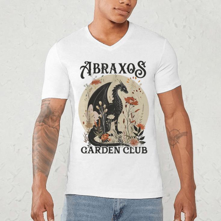 Abraxos Flower Garden Club Book Lover Fantasy Dragon Bookish Men's V-Neck T-Shirt