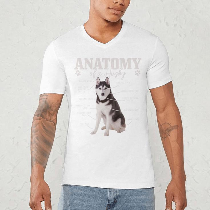 Anatomy Of A Siberian Husky Cute Dog Husky Mom Dad Men's V-Neck T-Shirt