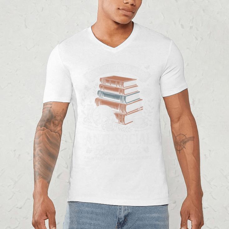Anti-Social Book Club Reader Books & Coffee Dark Academia Premium Tri-Blend Men's V-Neck T-Shirt