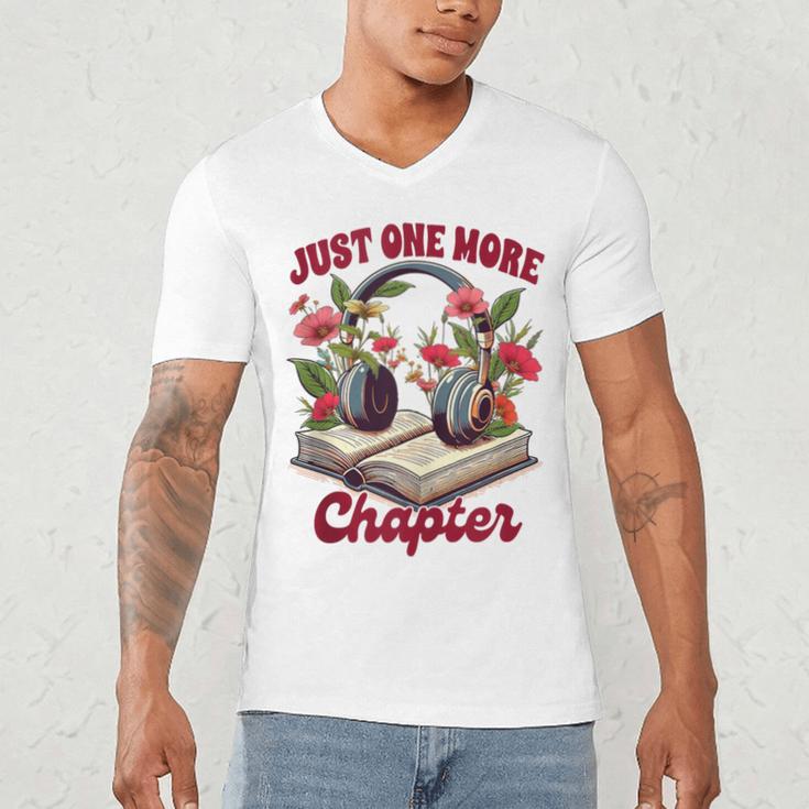 Audiobook Lover Bookish Headphones Just One More Chapter Men's V-Neck T-Shirt
