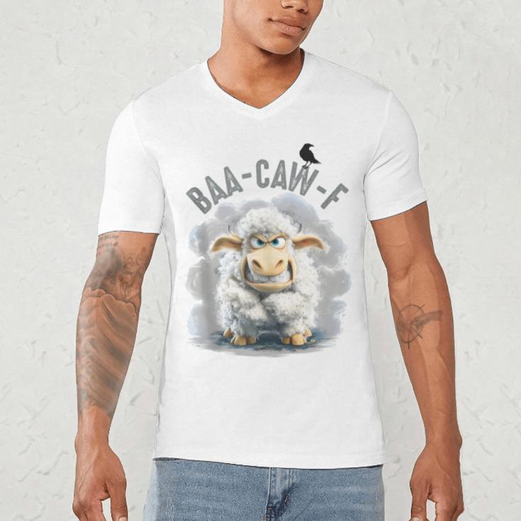 Back Off – Sheep Baa Crow Caw Pun For Introverts Men's V-Neck T-Shirt