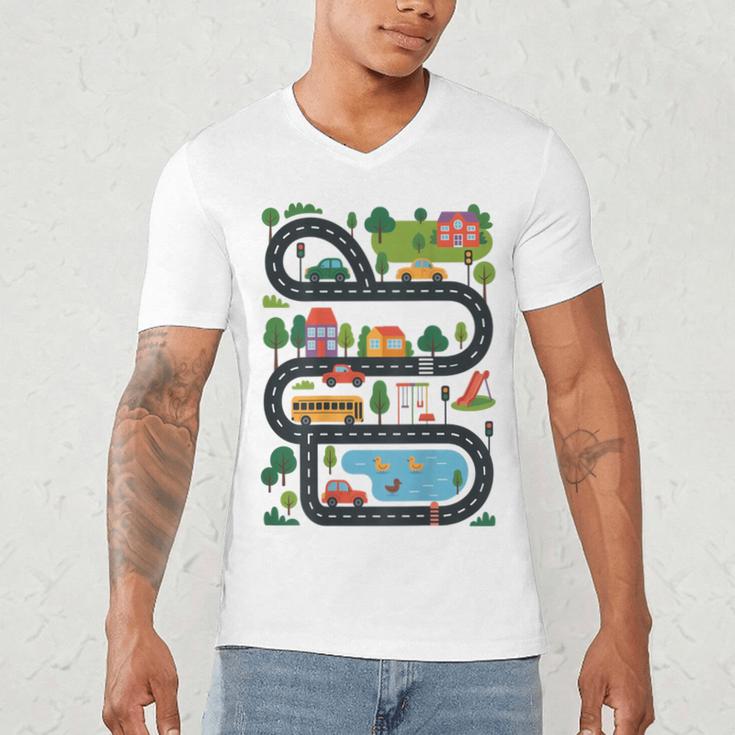 On Back Tired Dads Club Car Race Track On Dad Daddy Men's V-Neck T-Shirt
