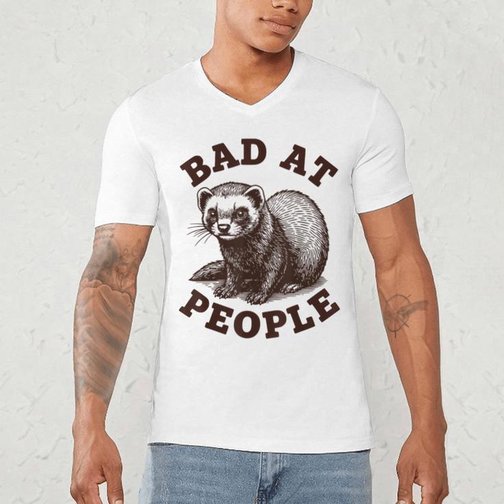 Bad At People Ferret Introvert Saying Slogan Tee Men's V-Neck T-Shirt