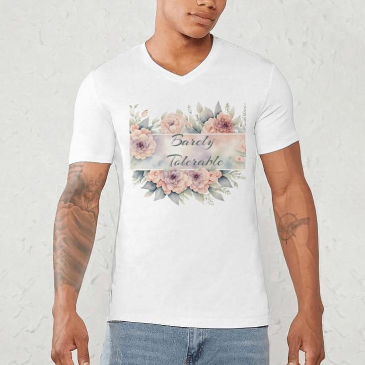 Barely Tolerable Book Floral Bookworm Lover Bookish Premium Men's V-Neck T-Shirt