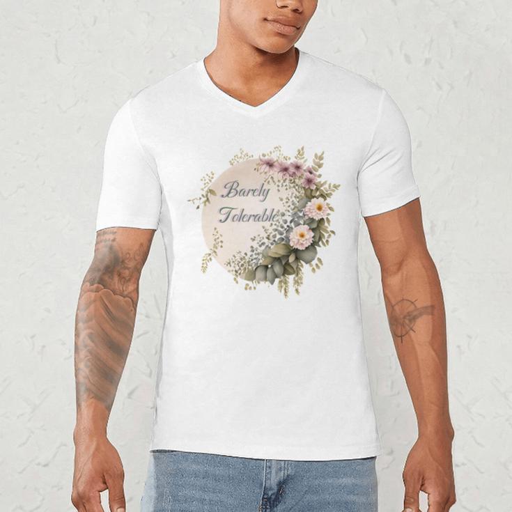 Barely Tolerable Book Lover Bookish Floral Bookworm Men's V-Neck T-Shirt Barely Tolerable Book Lover Bookish Floral Bookworm Men's V-Neck T-Shirt