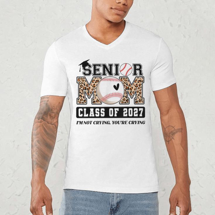 Baseball Senior Class Of 2027 Senior 2027 Graduation Women Men's V-Neck T-Shirt