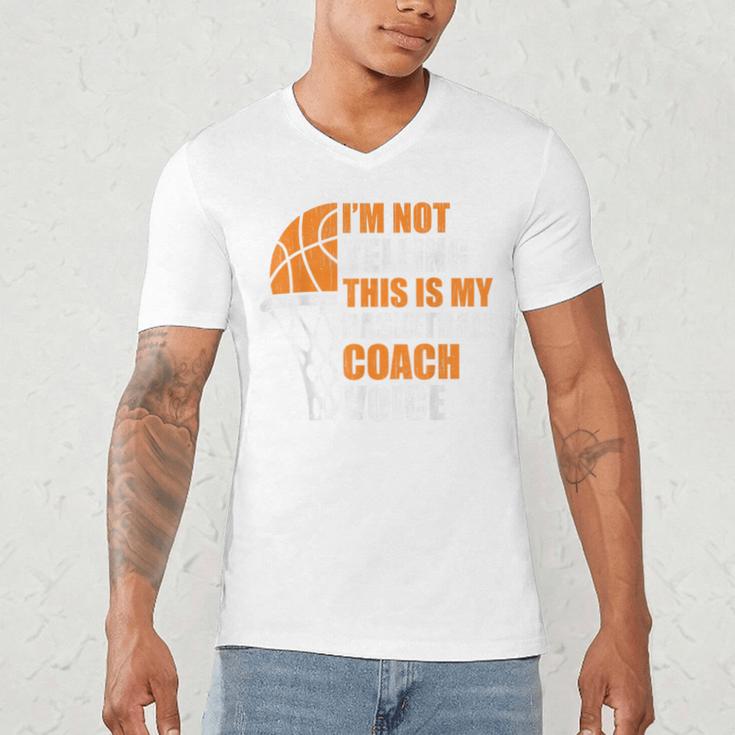Basketball Not Yelling This Is My Basketball Coach Dad Men's V-Neck T-Shirt Basketball Not Yelling This Is My Basketball Coach Dad Men's V-Neck T-Shirt