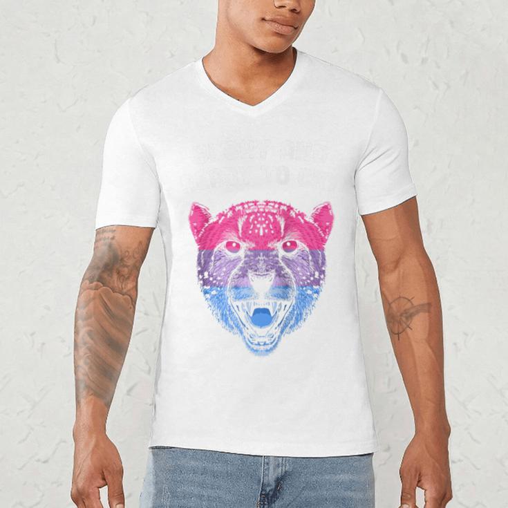 Bi Shy And Ready To Cry Bisexual Introvert Bi Pride Raglan Baseball Tee Men's V-Neck T-Shirt