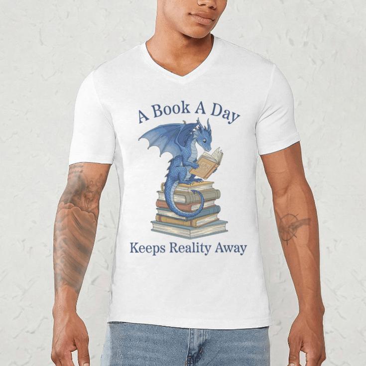 A Book A Day Keeps Reality Away Premium Tri-Blend Men's V-Neck T-Shirt