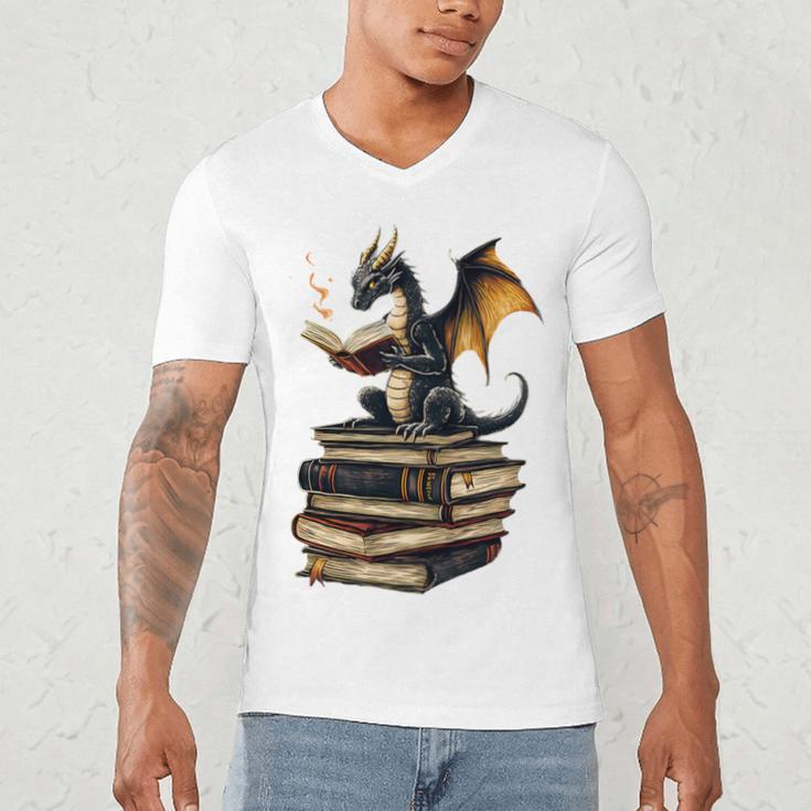 Book Dragon Men's V-Neck T-Shirt