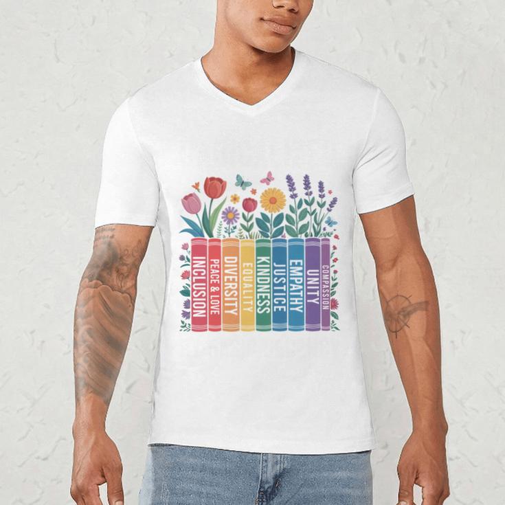 Book Flower Radicalized By Basic Decency Feminist Leftist Men's V-Neck T-Shirt