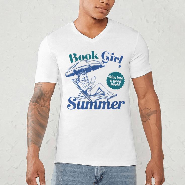 Book Girl Summer Bookish Beach Men's V-Neck T-Shirt
