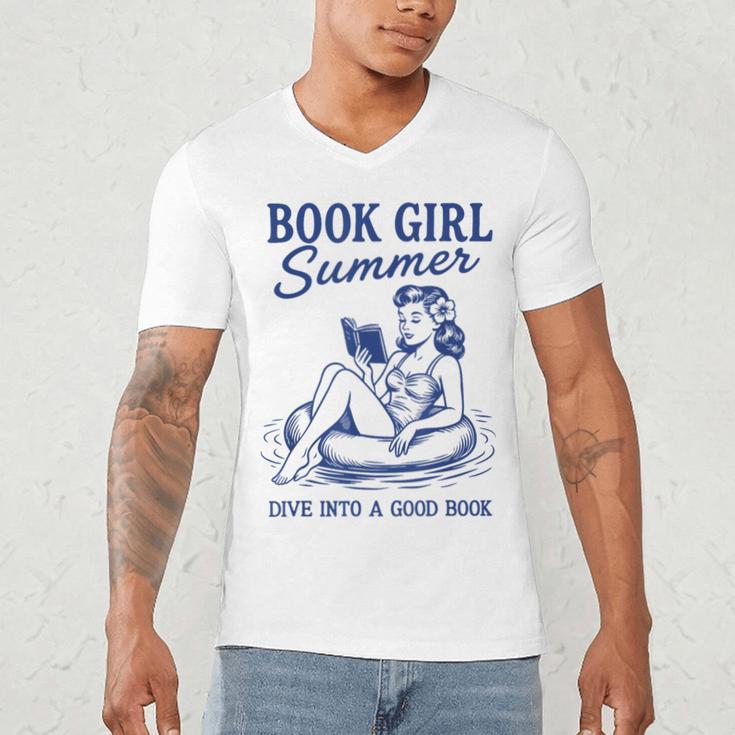 Book Girl Summer Men's V-Neck T-Shirt