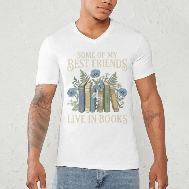 Book Lover Vintage Botanical Friends Premium Tri-Blend Men's V-Neck T-Shirt