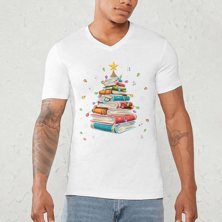 All Booked For Christmas Book Christmas Book Lover Librarian Men's V-Neck T-Shirt