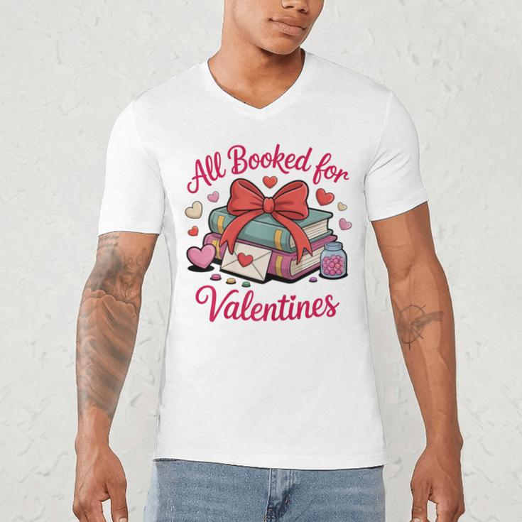 All Booked For Valentines Book Lover Teachers Men's V-Neck T-Shirt