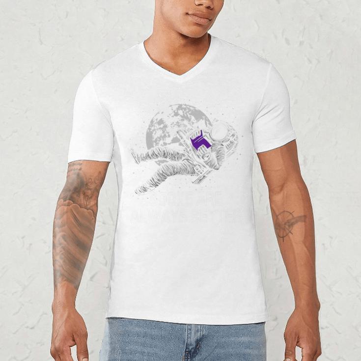 Books Are Always Better Positive Quotes Bookworm Positivity Premium Tri-Blend Men's V-Neck T-Shirt