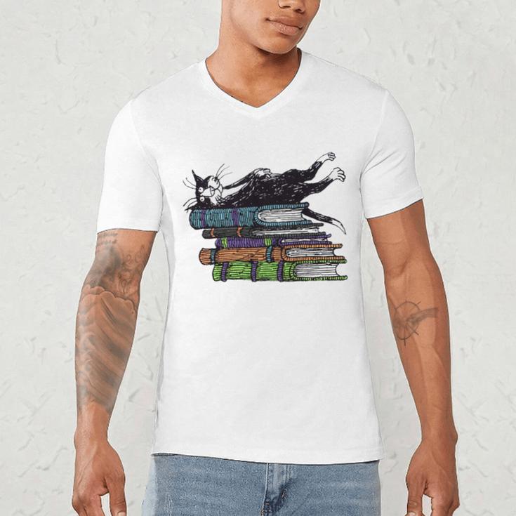 Books Cats Life Is Sweet Cats Books Lover Men Women Men's V-Neck T-Shirt