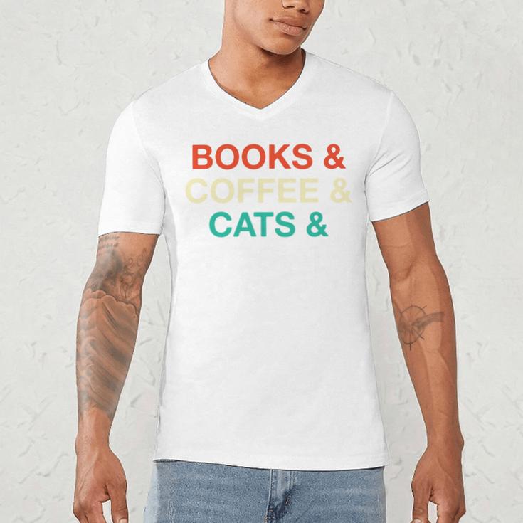 Books Coffee Cats Social Justice Men's V-Neck T-Shirt