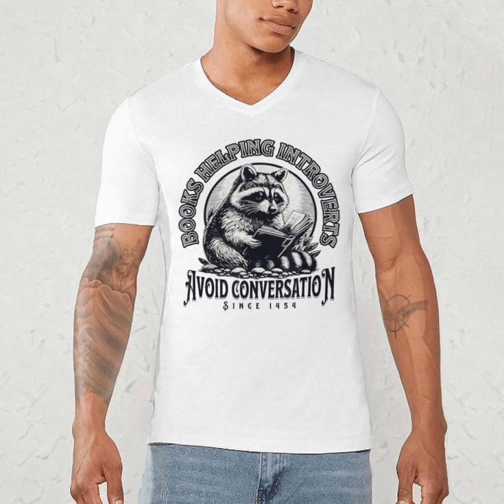 Books Helping Introvert Avoid Conversation Since 1454 Men's V-Neck T-Shirt