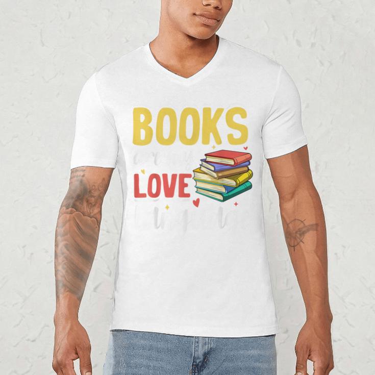 Books Are My Love Language Stack Men's V-Neck T-Shirt