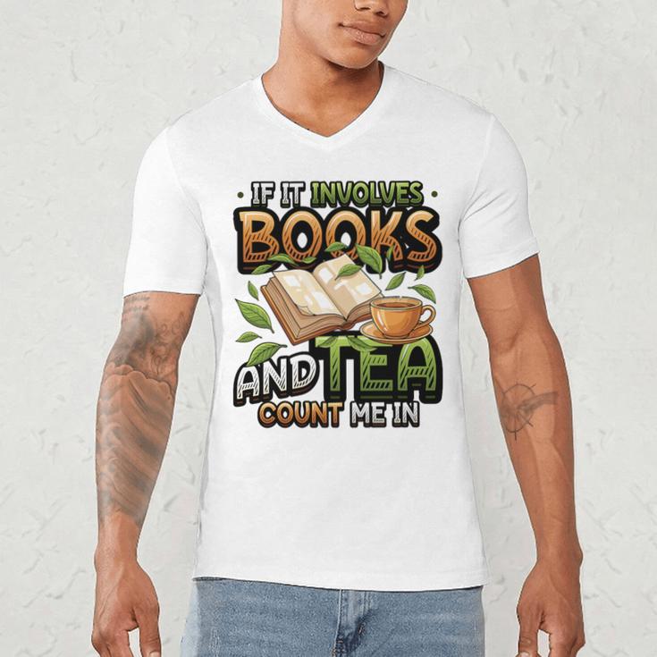 Bookworm If It Involves Books And Tea Lover Reading Premium Tri-Blend Men's V-Neck T-Shirt
