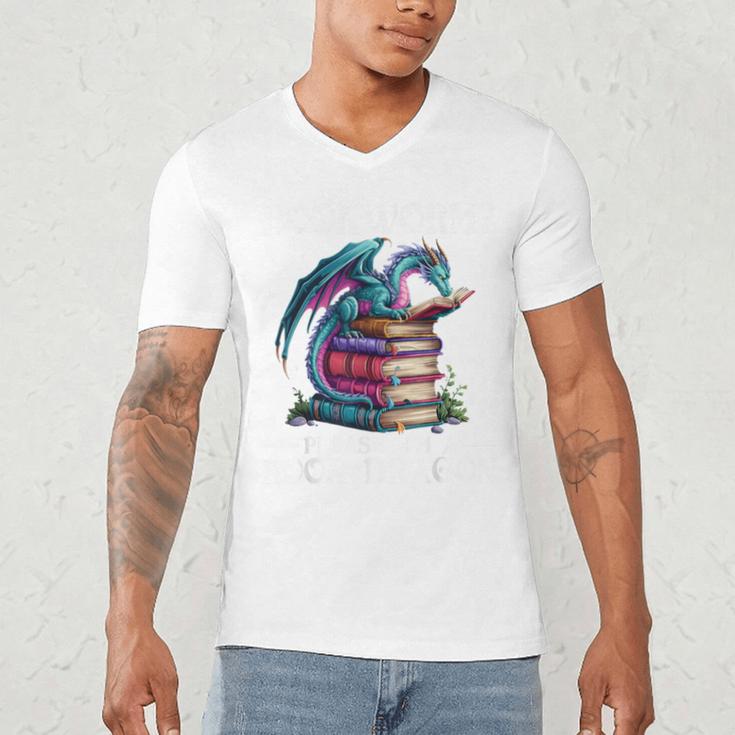 Bookworm Please I'm A Book Dragon Blue Dragon Men's V-Neck T-Shirt