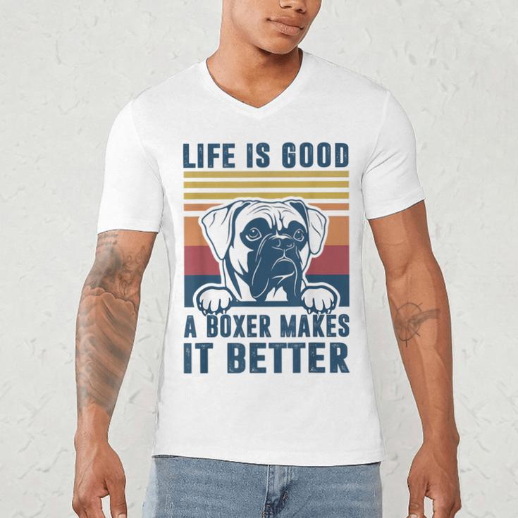 Boxer Dog For Men Women Boxer Dog Dad Mom Small Men's V-Neck T-Shirt