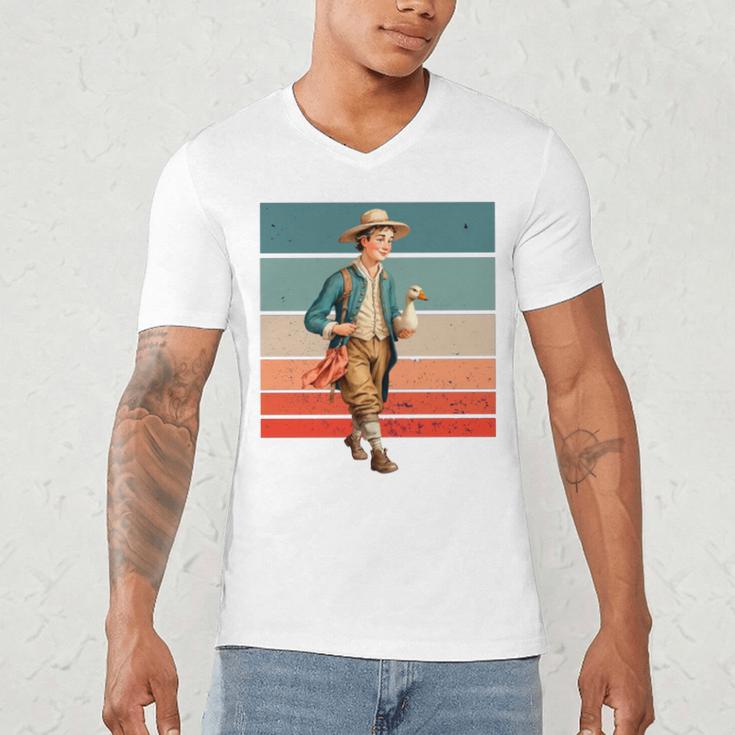 Boy Goose Vintage Rural Pastoral Charm Nostalgia Simple Life Men's V-Neck T-Shirt
