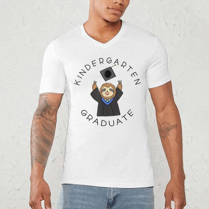 Boys Girls Kindergarten Graduate Sloth Graduation Cap Men's V-Neck T-Shirt