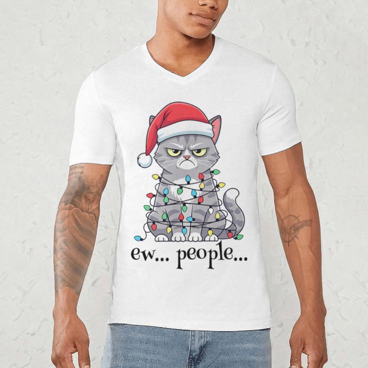 Cat Ew People Adult Humor Introvert Anti-Social Men's V-Neck T-Shirt