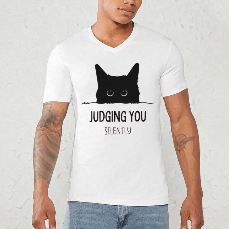 Cat Judging You Silently Cat Mom Dad Premium Tri-Blend Men's V-Neck T-Shirt