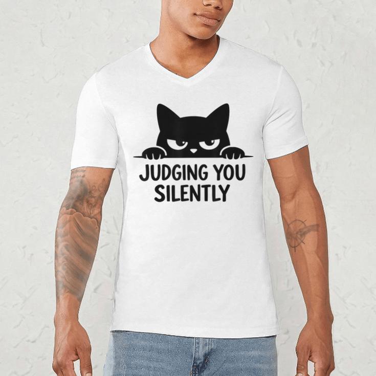 Cat For Cat Lover Mom Dad Cat Judging You Silently Men's V-Neck T-Shirt
