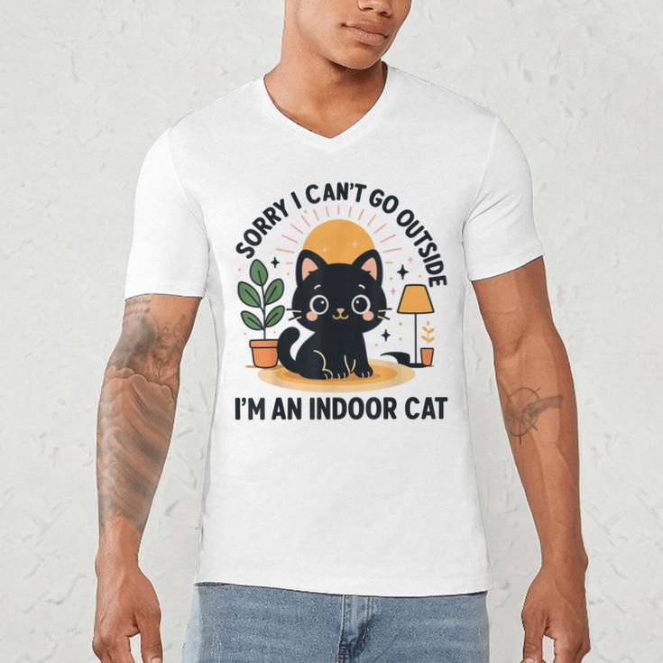 Cat Shirt Introvert Sorry I Can’t Go I’m An Indoor Cat Men's V-Neck T-Shirt