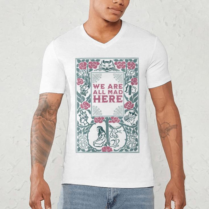 Cheshire Cat Alice In Wonderland Vintage Book Men's V-Neck T-Shirt