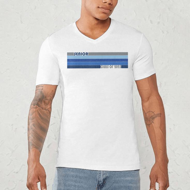Class Of 2023 Senior Retro 2023 Grad Graduate Graduation Men's V-Neck T-Shirt