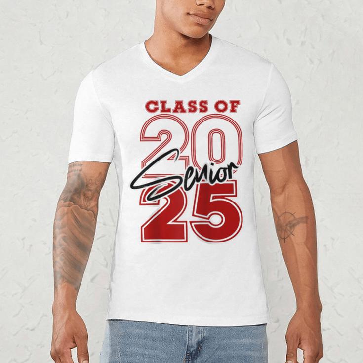 Class Of 2025 Senior 2025 Graduation Red Raglan Baseball Tee Men's V-Neck T-Shirt