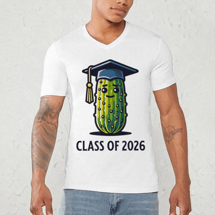 Class Of 2026 Graduation Pickle Trendy Graduate Humor Men's V-Neck T-Shirt